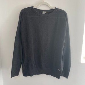 Sweaty Betty Cotton Charcoal Waffle Knit Open-Back L/S Top Sz S